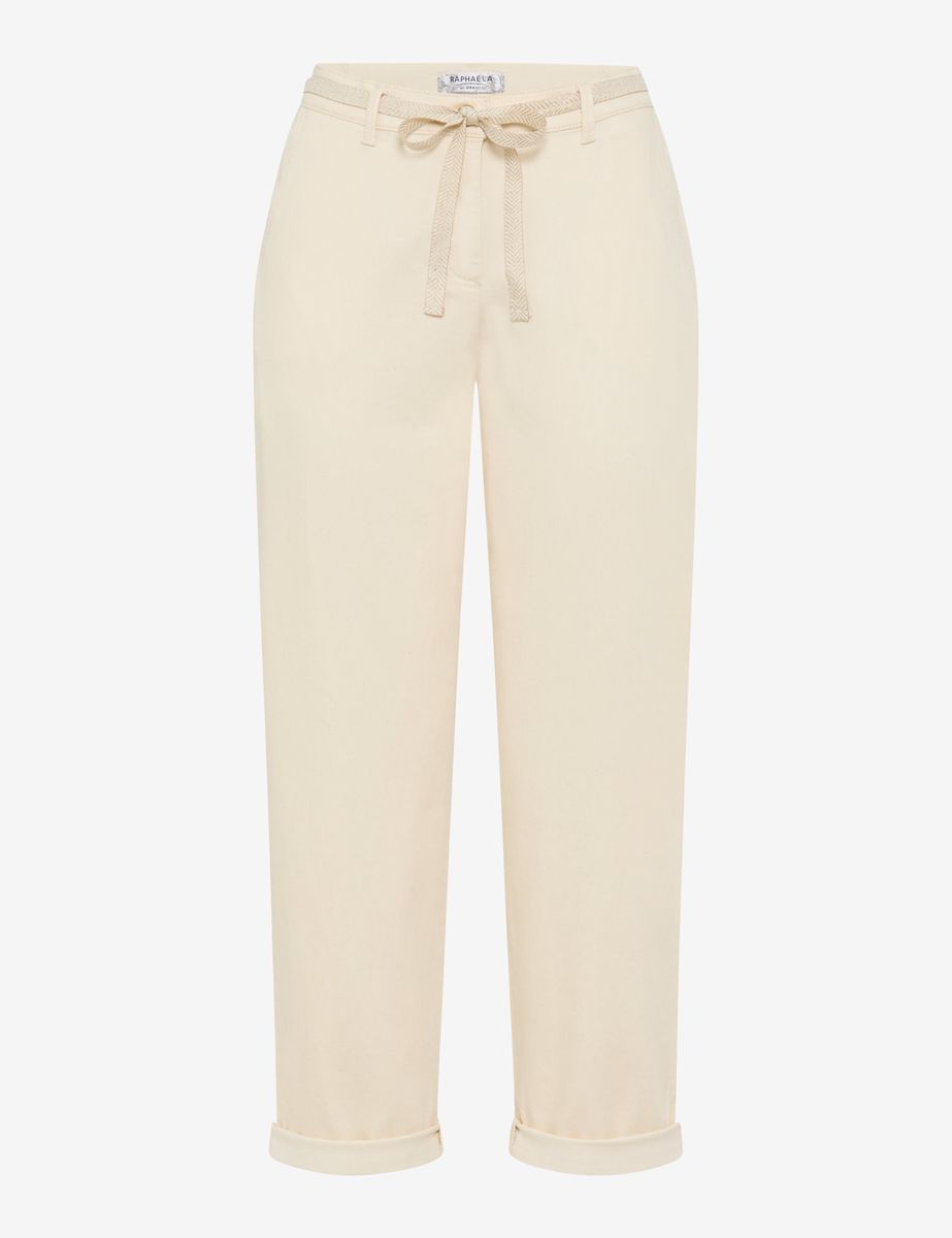 Hochtaillierte Chino-Hose aus Leinenmix