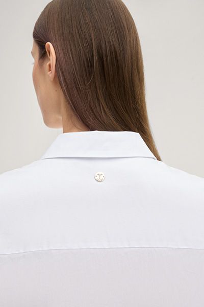 Kurzärmelige V-Ausschnitt Baumwollbluse