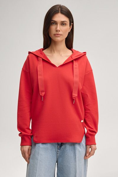 Oversize-Hoodie mit V-Ausschnitt und Logo-Bändern