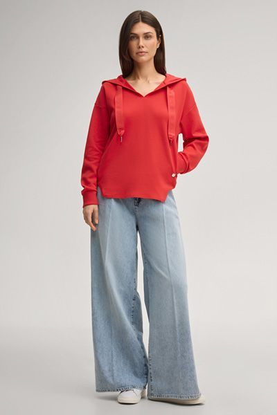 Oversize-Hoodie mit V-Ausschnitt und Logo-Bändern
