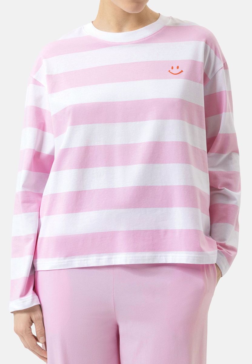 Gestreiftes Jersey-Schlafshirt mit Smiley