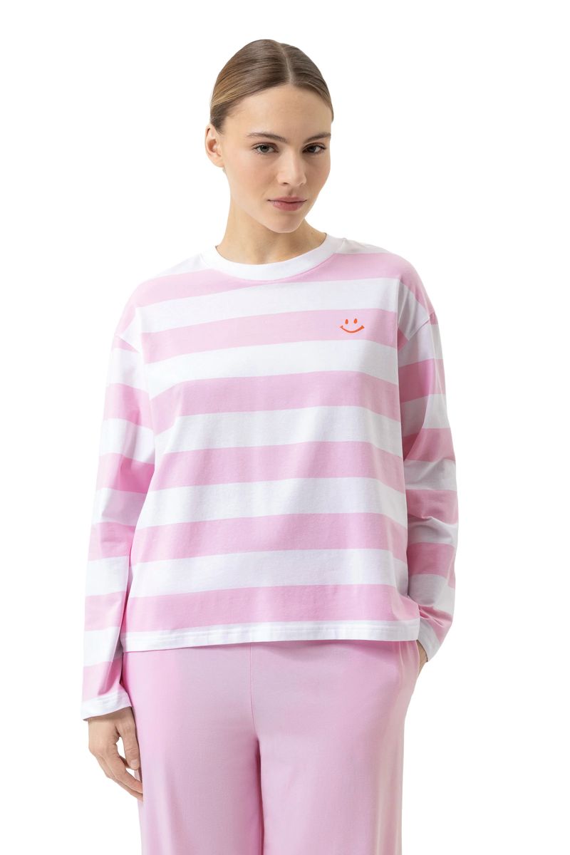 Gestreiftes Jersey-Schlafshirt mit Smiley