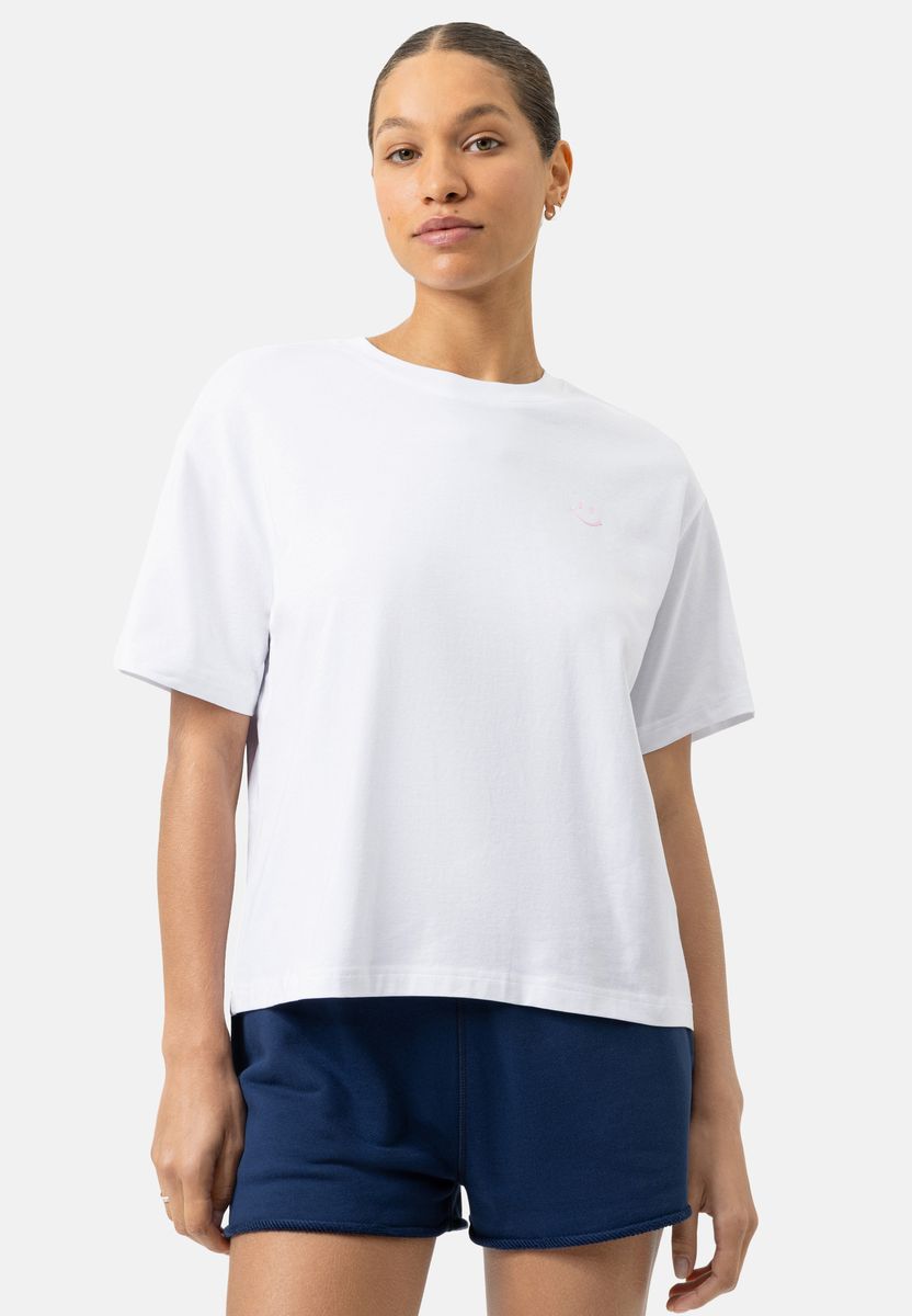 Oversized Baumwoll-T-Shirt mit Smiley