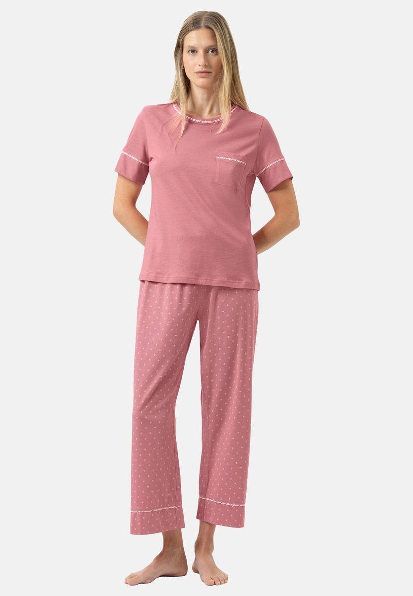 Kurzarm-Pyjama-Set mit Paspelierung