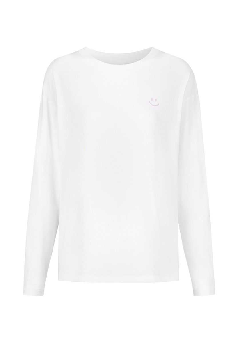 Baumwoll-Langarmshirt mit Smiley-Detail