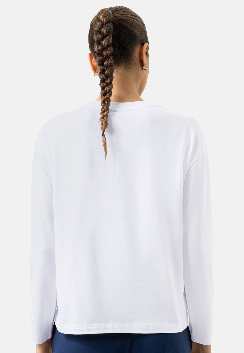 Baumwoll-Langarmshirt mit Smiley-Detail
