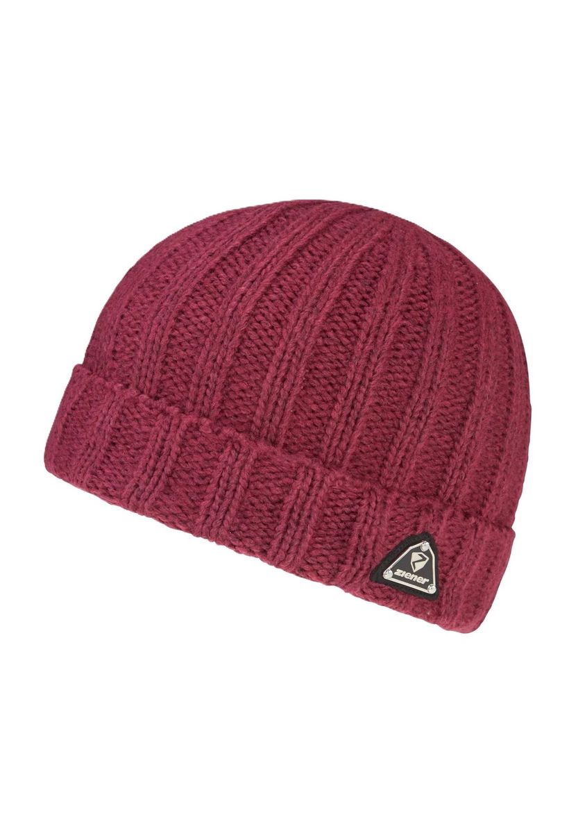 Gerippte Strickbeanie mit Umschlag