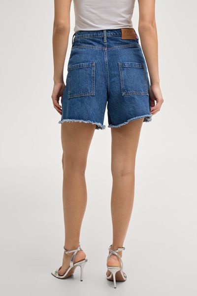 High-Waisted Jeans-Shorts mit Bundfalten