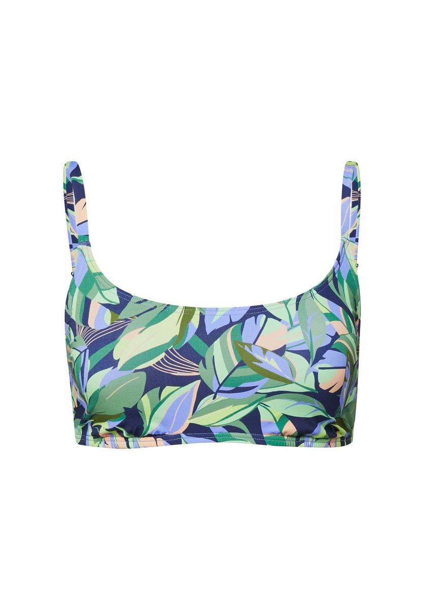 Bustier-Bikinioberteil mit tropischem Blättermuster