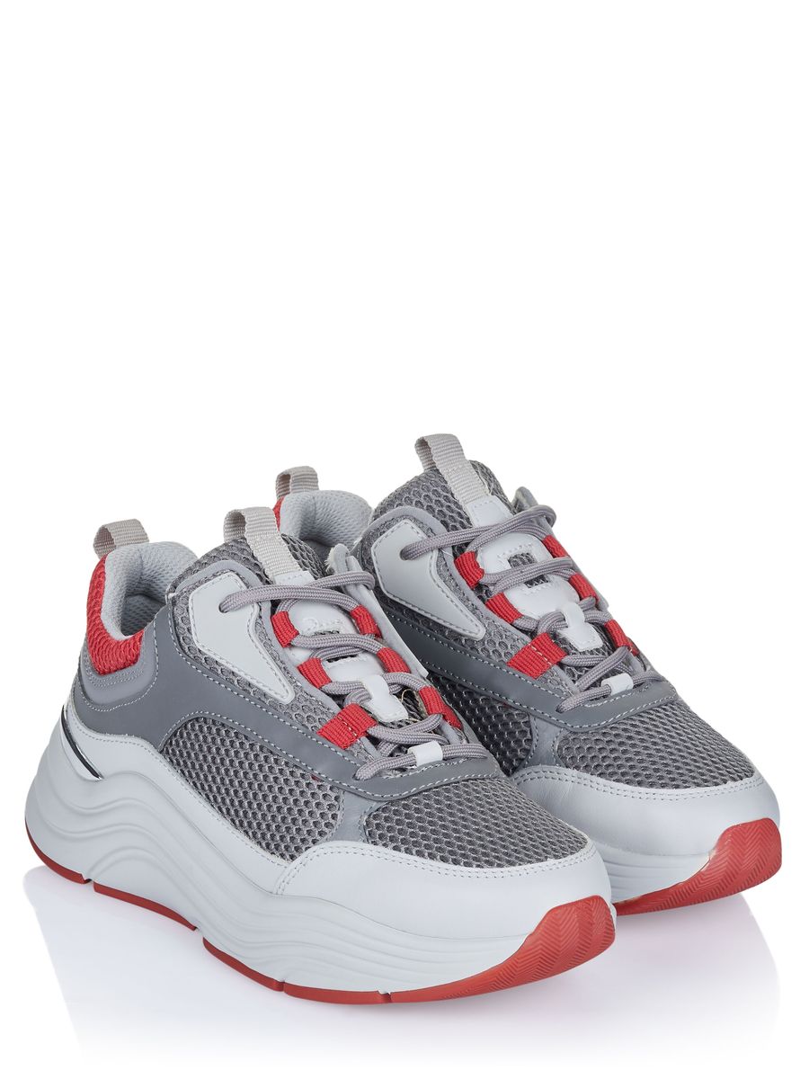 Klobige Mesh- und Leder-Sneaker