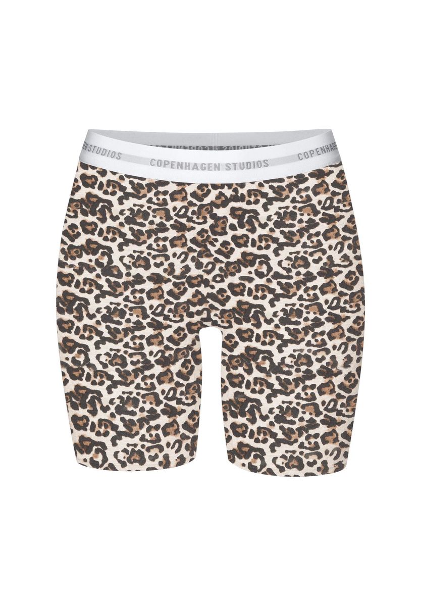 Radlerhose mit Leopardenmuster und Logobund