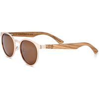 Polarisierte Rundsonnenbrille mit Holzbügeln