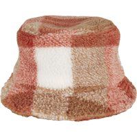 Karierter Teddy-Fischerhut aus Webpelz
