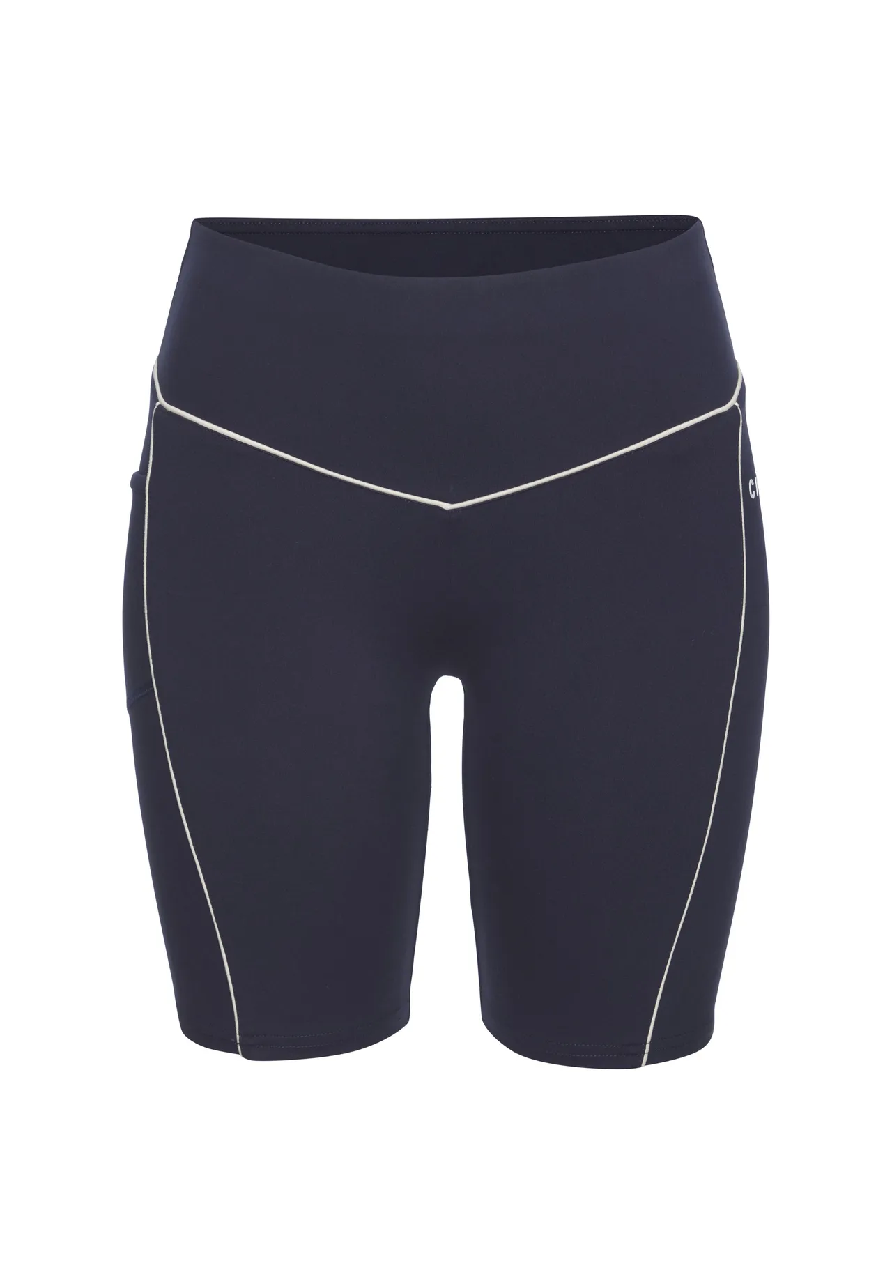 High-Waist Radlerhose mit Kontrastpaspel