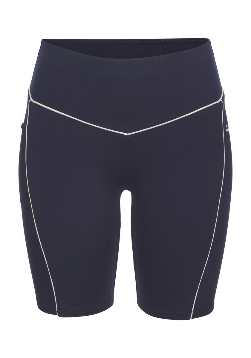 High-Waist Radlerhose mit Kontrastpaspel