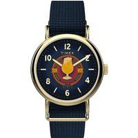 Armbanduhr mit Butterbier-Grafik und Textilarmband