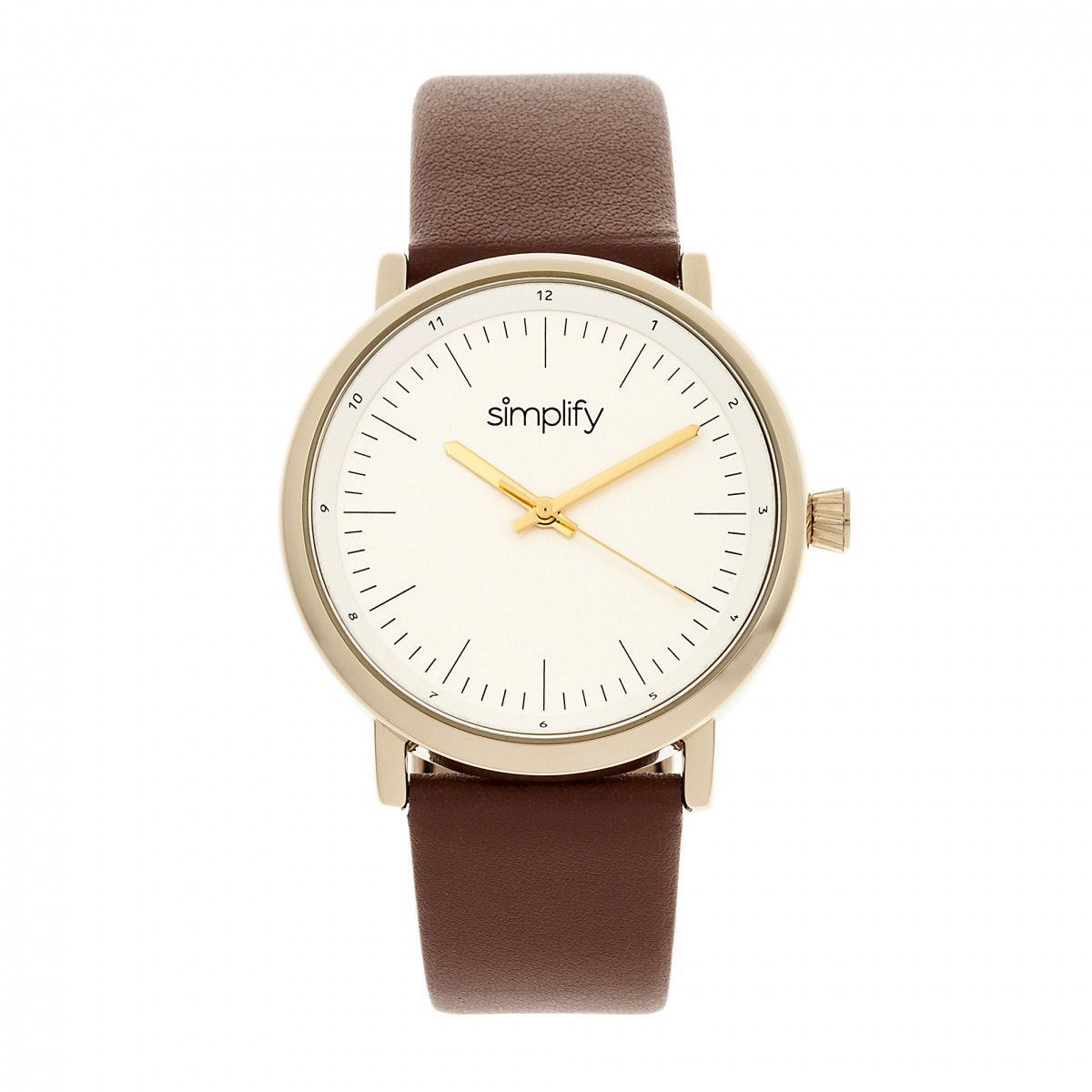 Minimalistische Quarzuhr mit Lederarmband
