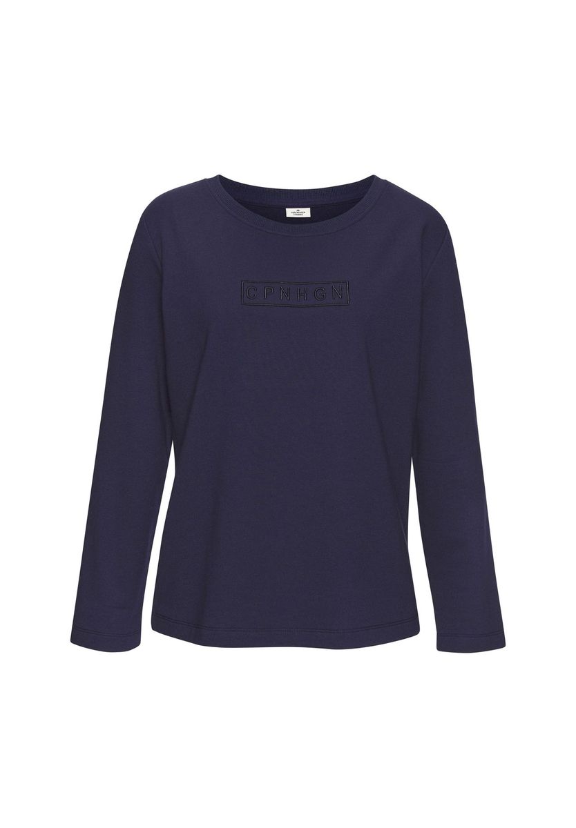 Langarm-Loungeshirt mit geprägtem Logo