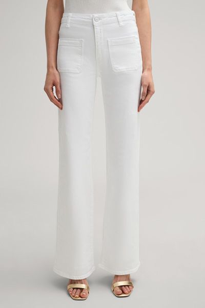 High-Waist Weitbein-Jeans mit Taschen
