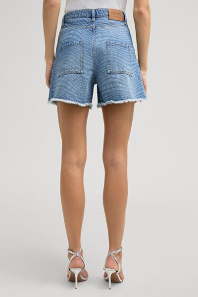 Falten-Denim-Shorts mit Logo-Print