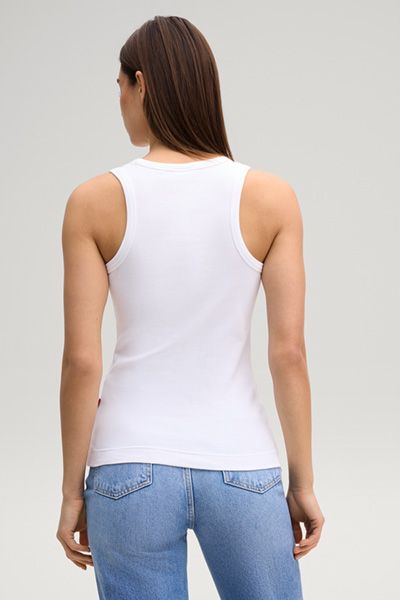 Geripptes Baumwoll-Tanktop mit Logo