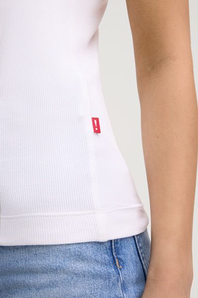 Geripptes Baumwoll-Tanktop mit Logo
