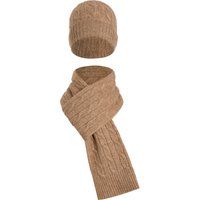 Set aus Zopfstrick-Mütze und Schal