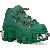 Klobige Plateau-Stiefel aus Metallic-Leder