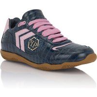 Leder-Sneaker mit Krokoprägung