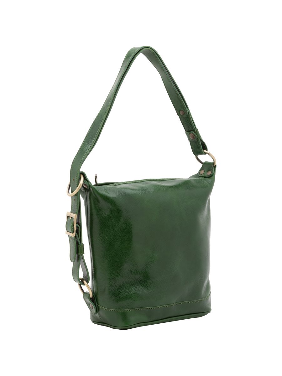 Glänzende Beuteltasche aus Leder