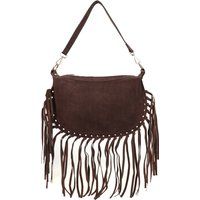 Wildleder-Tasche in Halbmondform mit Fransen