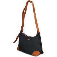 Minimalistische Hobo-Schultertasche mit Kontrastbesatz