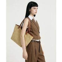 Geflochtener Shopper mit Kontrastbesatz