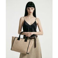 Gewebte Tote-Bag mit Kontrastnähten