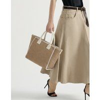 Gewebte Shopper mit Zick-Zack-Besatz