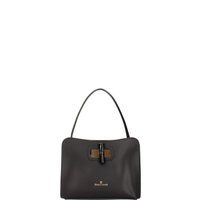 Elegante Lederhandtasche mit Bambusverschluss