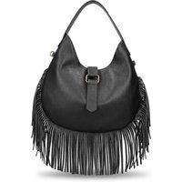 Hobo-Handtasche aus Leder mit Fransen