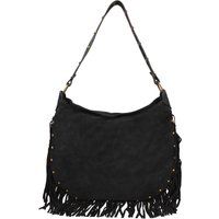 Hobo-Wildledertasche mit Fransen und Nieten