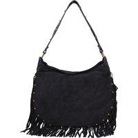 Wildleder-Hobo-Tasche mit Nieten und Fransen
