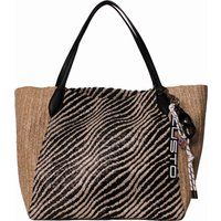 Shopper mit Bast-Struktur und Zebramuster