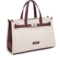 Strukturierte Canvas-Handtasche mit Kontrastbesatz