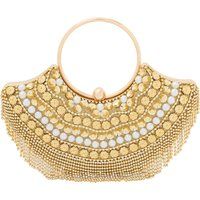Verzierte Halbmond-Clutch mit Ringgriff