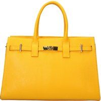 Strukturierte Lederhandtasche mit Tragegriff