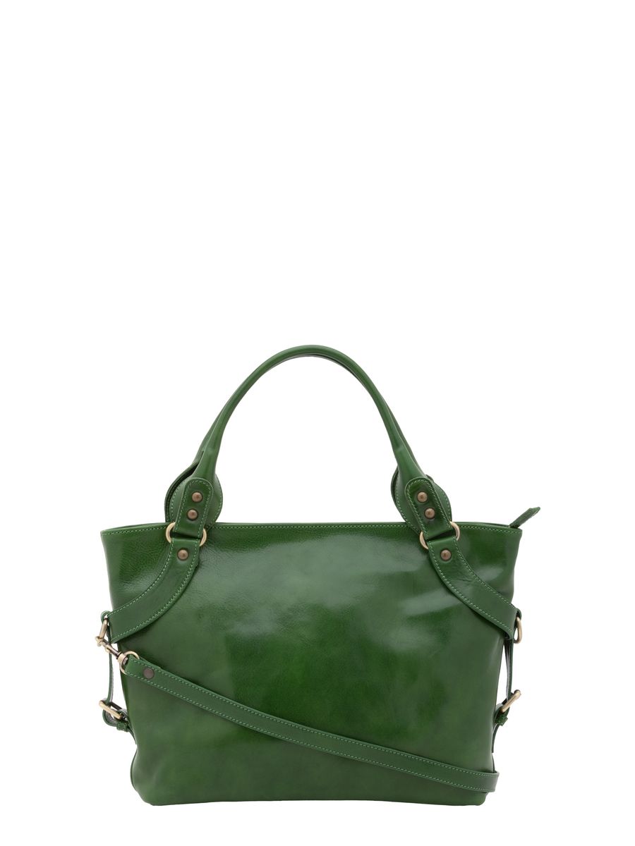 Strukturierte Leder-Henkeltasche mit Gurt