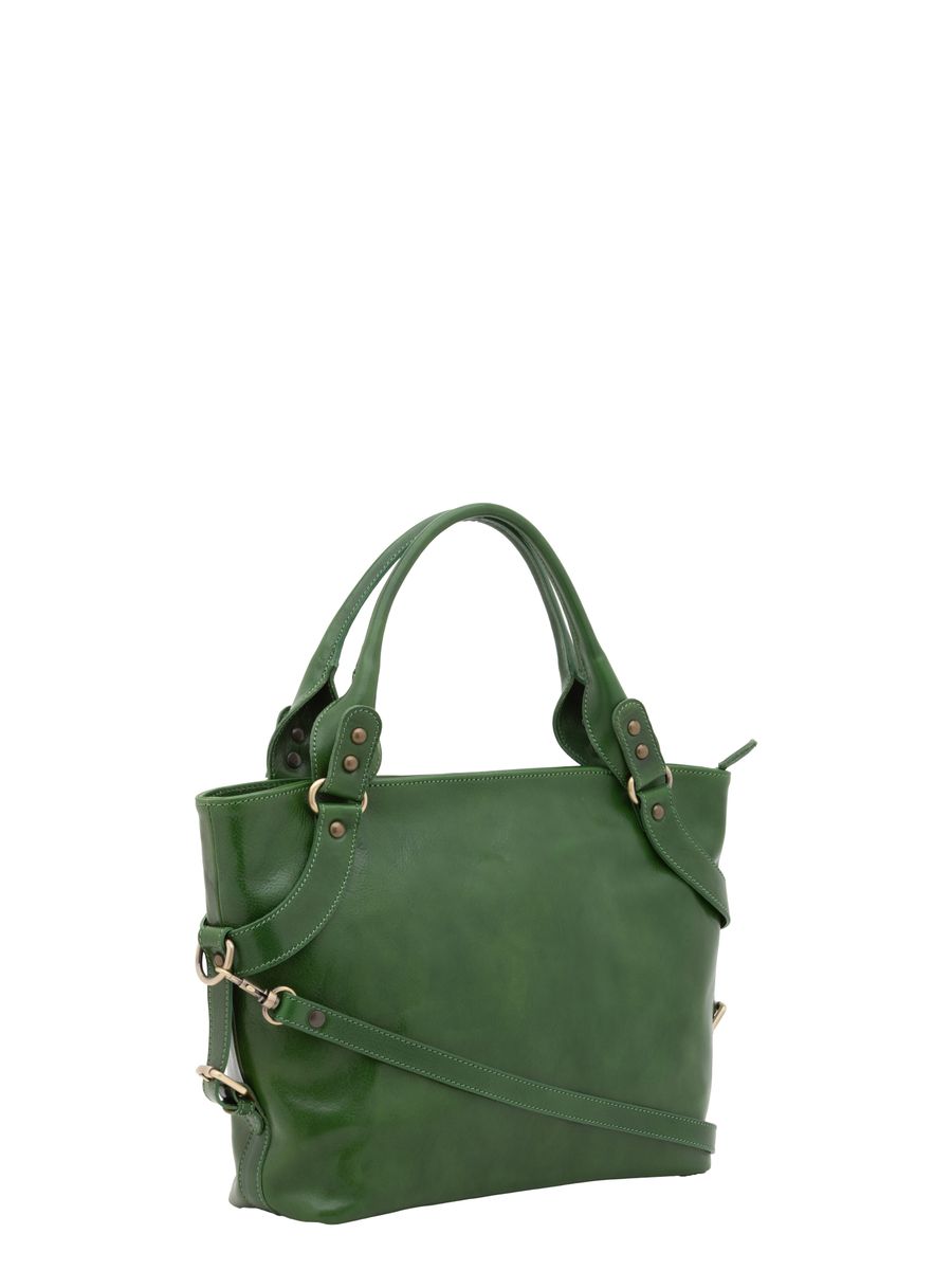 Strukturierte Leder-Henkeltasche mit Gurt