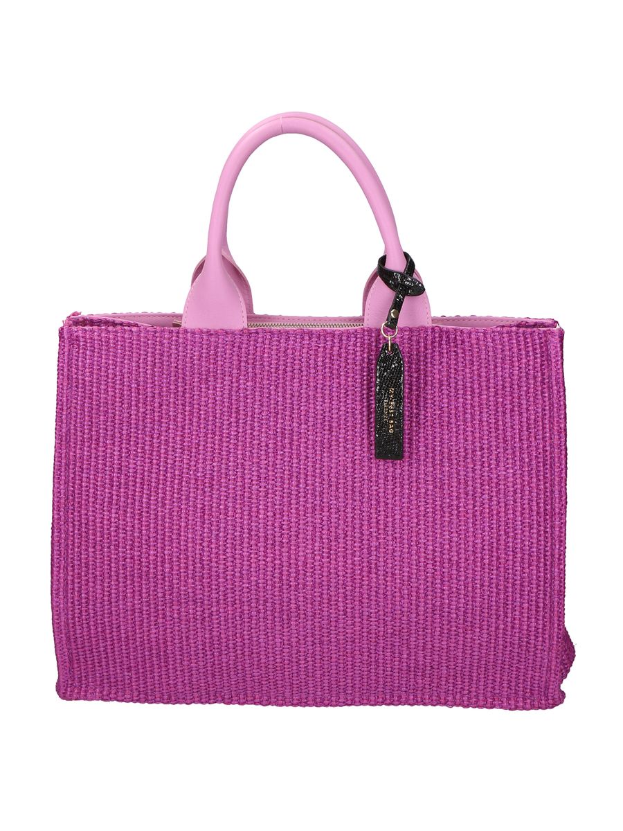 Eleganter gewebter Shopper mit Lederdetails
