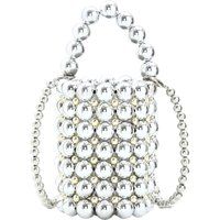 Perlenbesetzte Metallic-Handtasche im Gitterdesign
