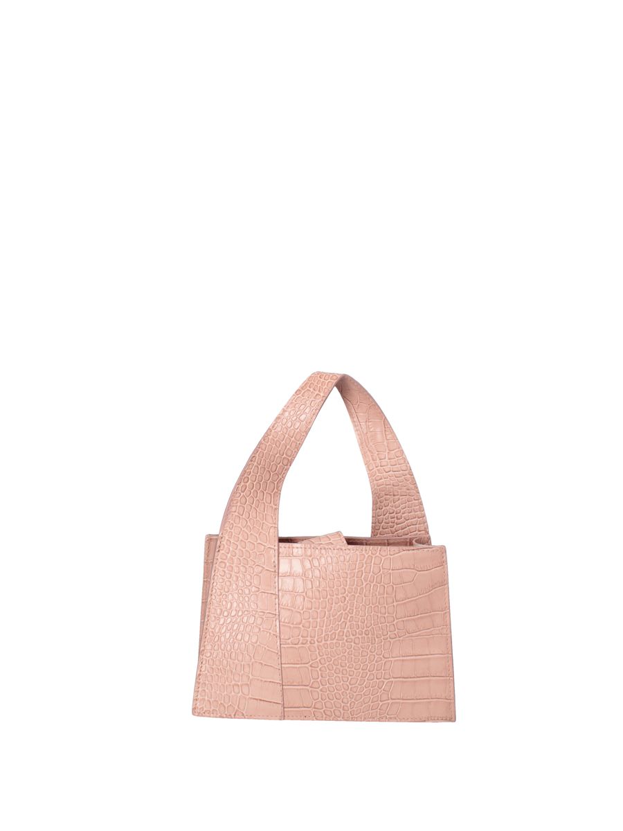 Strukturierte Lederhandtasche mit Kroko-Prägung