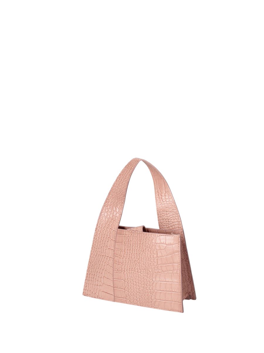 Strukturierte Lederhandtasche mit Kroko-Prägung
