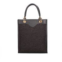 Tote Bag mit Webstruktur und Leder